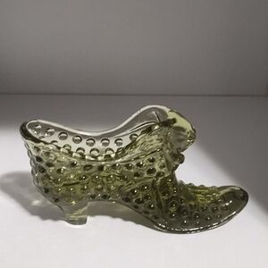 Fenton green hobnail cathead glass